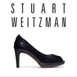 Stuart Weitzman Navy Snakeskin Heels Pumps sz 9